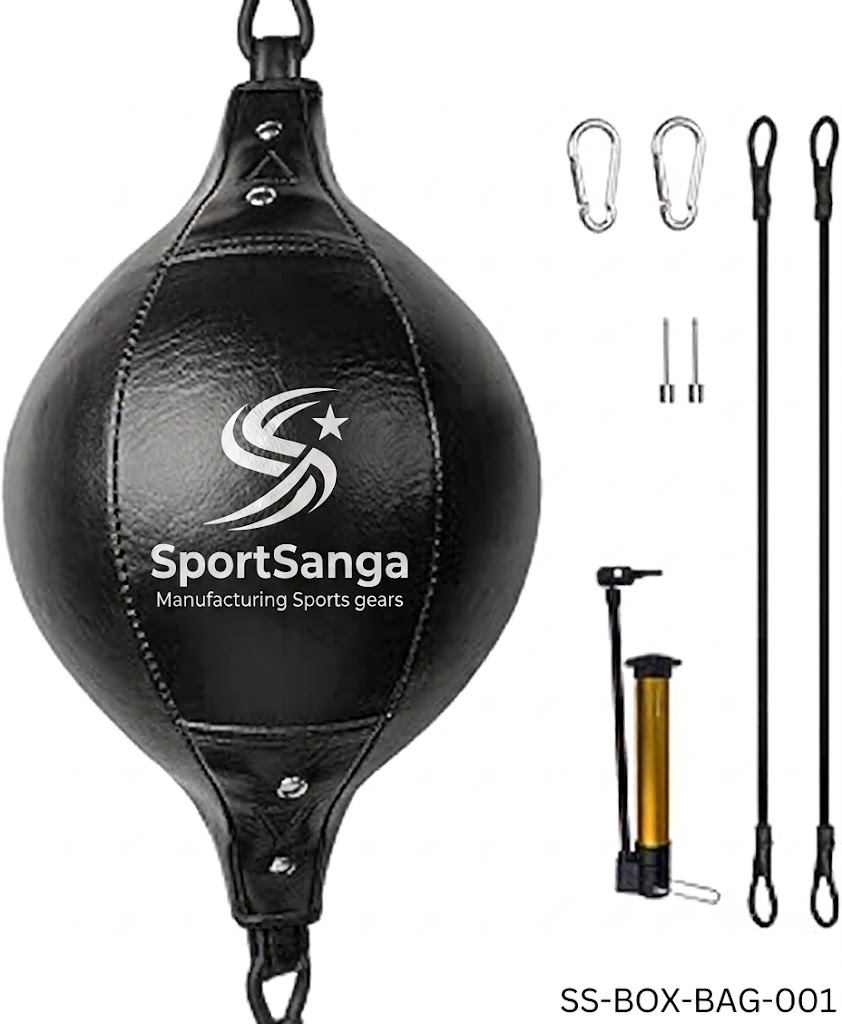 SportSanga leather double end floor-to-ceiling bag for accuracy and reflex training.