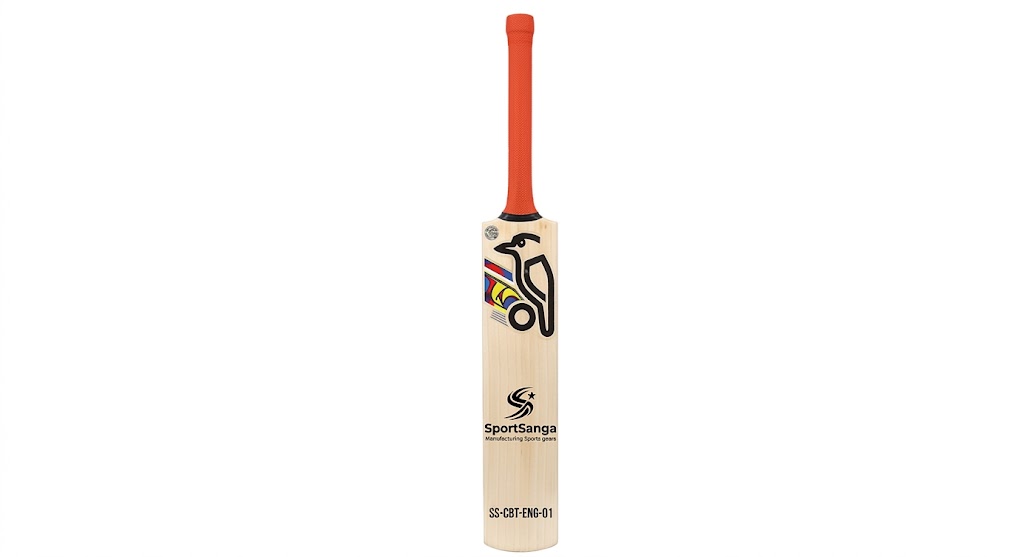 SportSanga Grade 1 English willow cricket bat with thick edges and pronounced bow for power hitting.