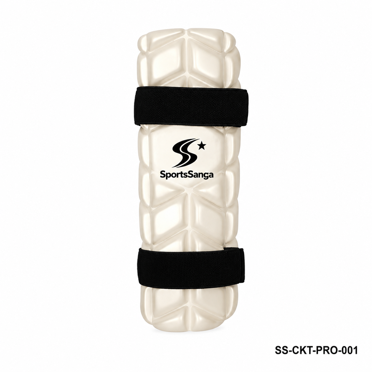 SportSanga cricket arm guard with segmented foam protection for the forearm.