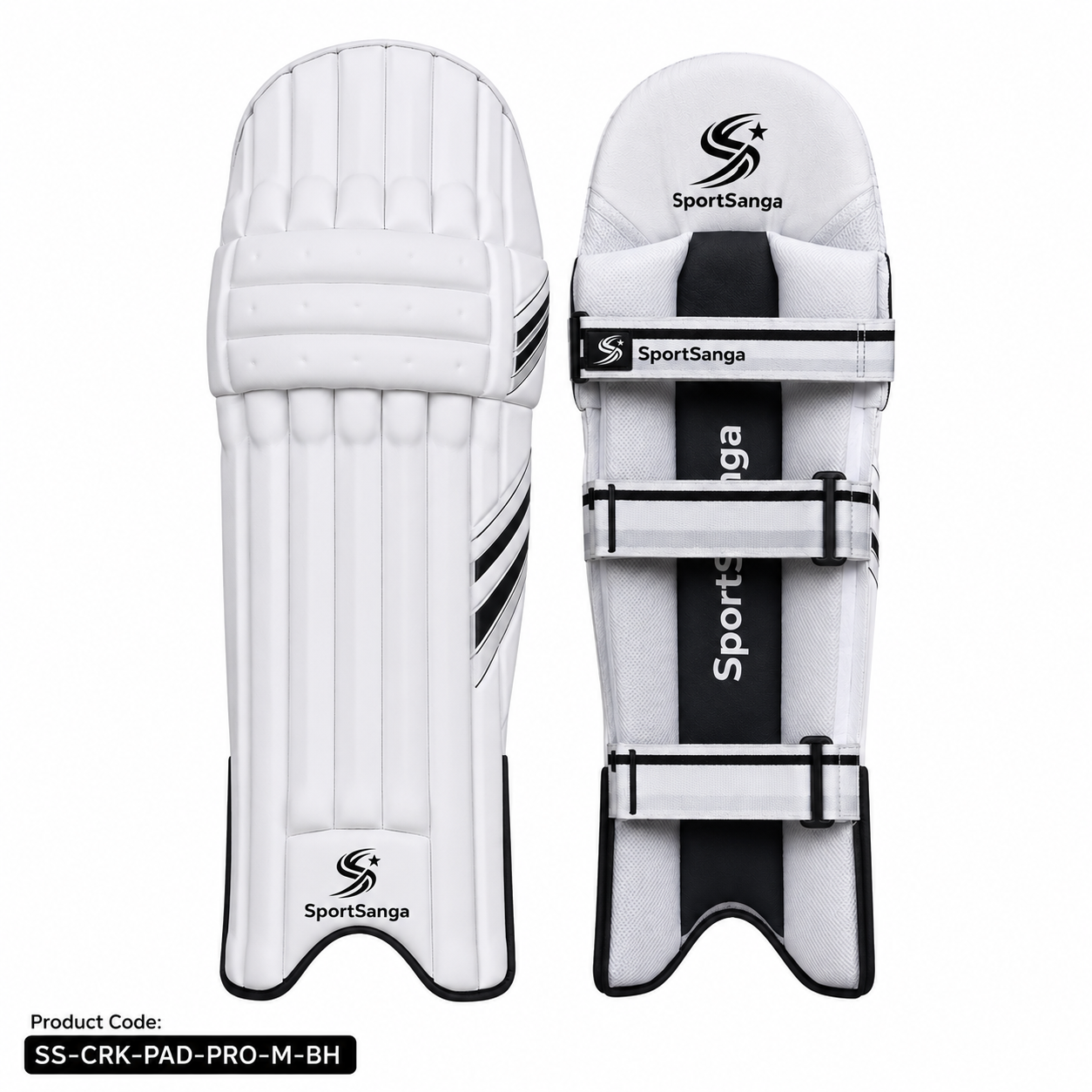 SportSanga cricket batting pads with high-density foam bolsters and lightweight cane for protection.