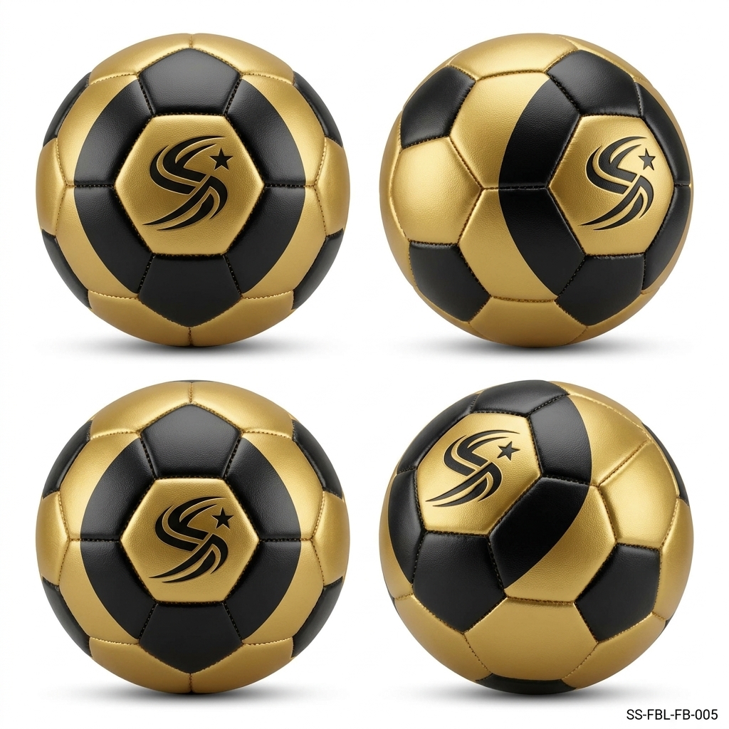 SportSanga premium gold and black low-bounce futsal ball.