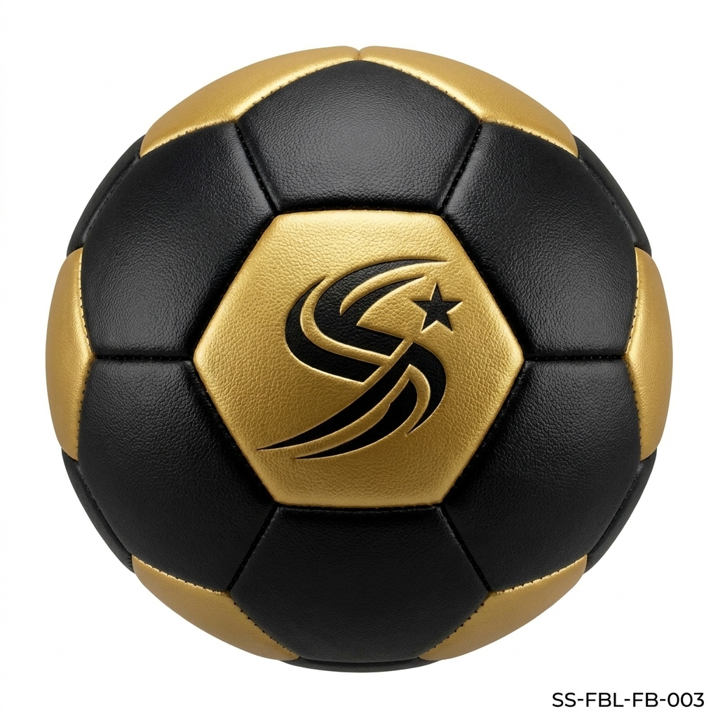 SportSanga premium gold and black low-bounce futsal ball.