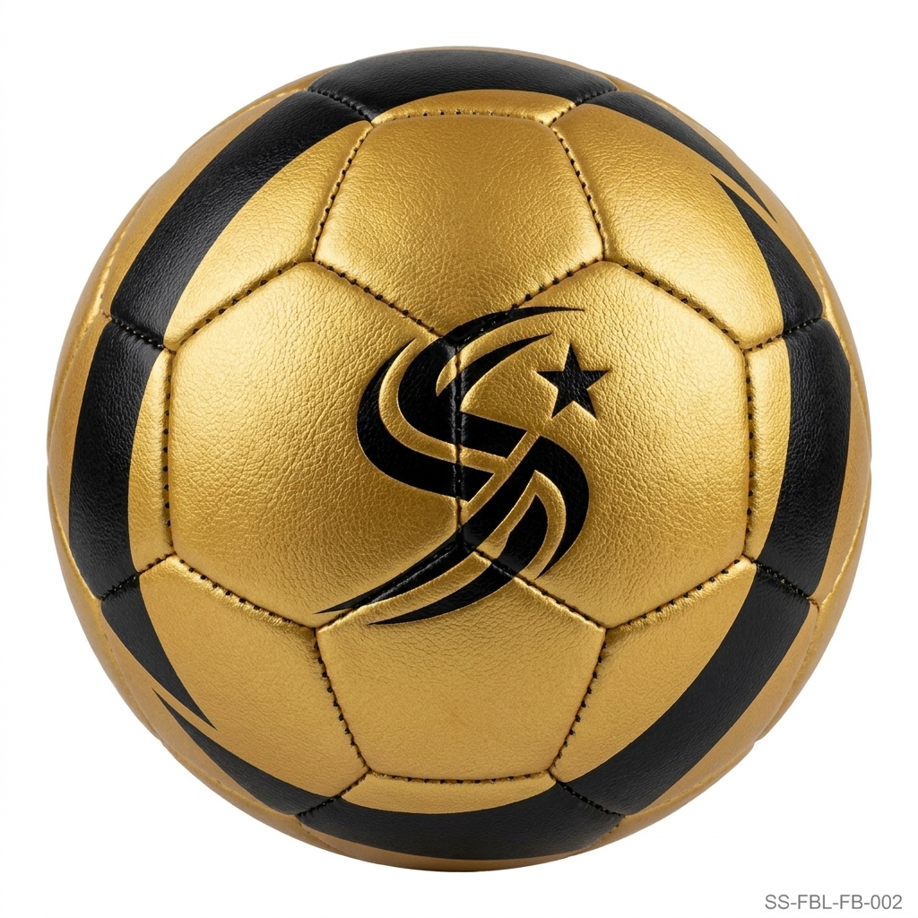 SportSanga premium gold and black low-bounce futsal ball.