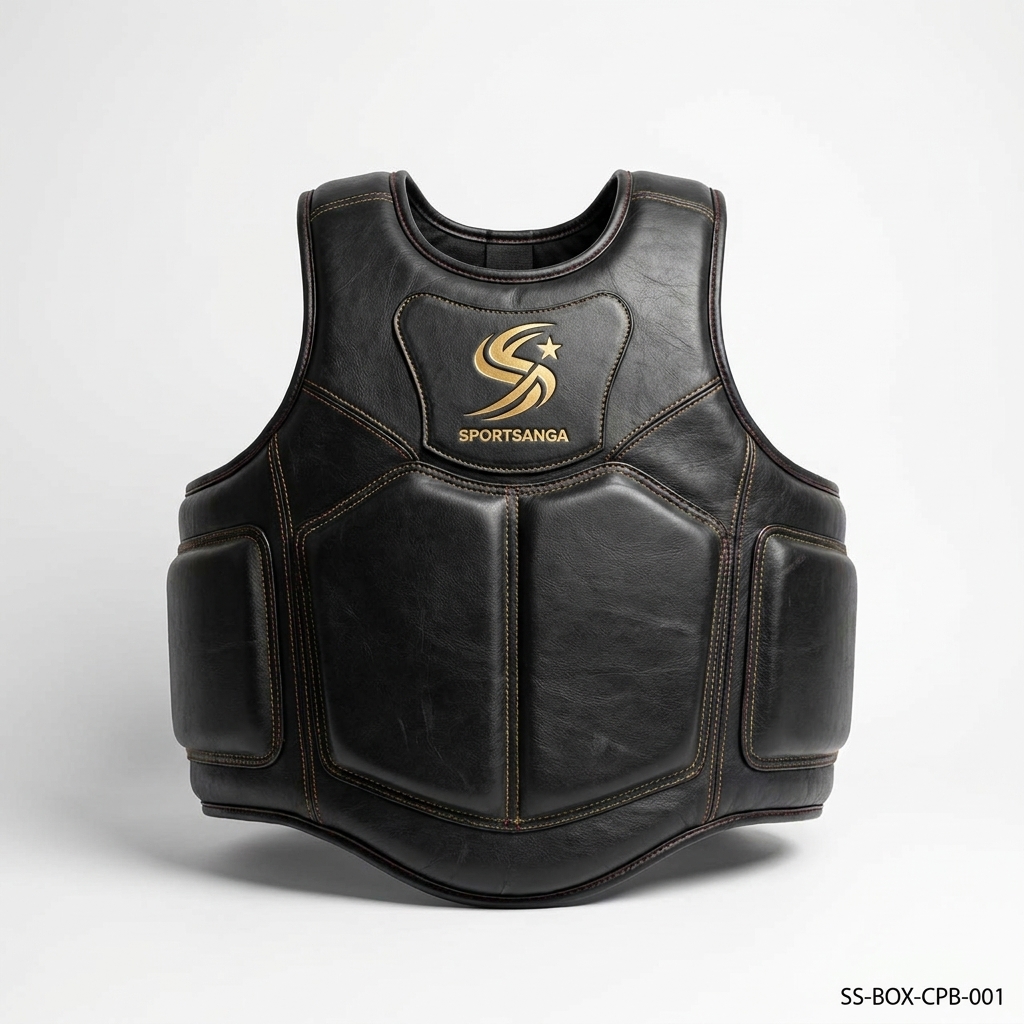 SportSanga coach's body protector and belly pad with thick foam and adjustable straps.