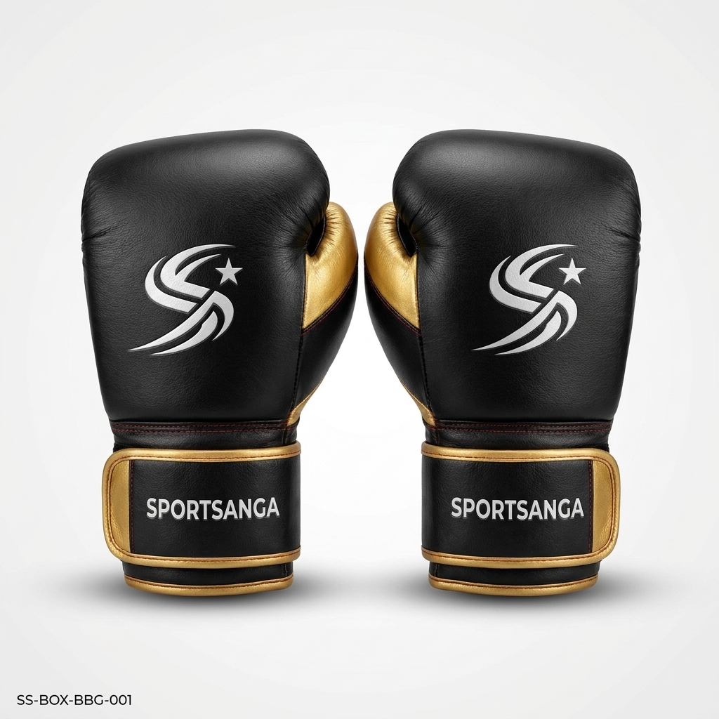 SportSanga pre-curved boxing bag gloves with dense padding for heavy-bag and pad work.